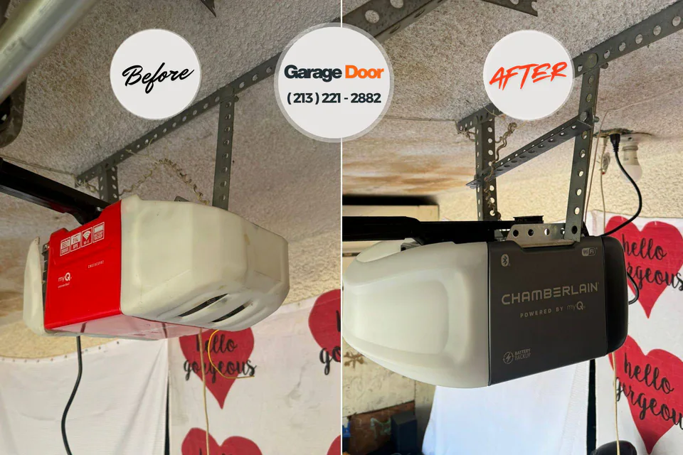 Before and after: garage door repair Bridgeport, AL